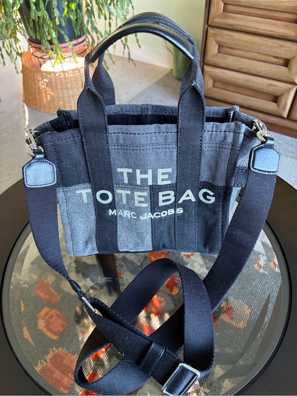 Marc Jacobs Two-Tone Black & Gray Canvas The Tote Bag Small